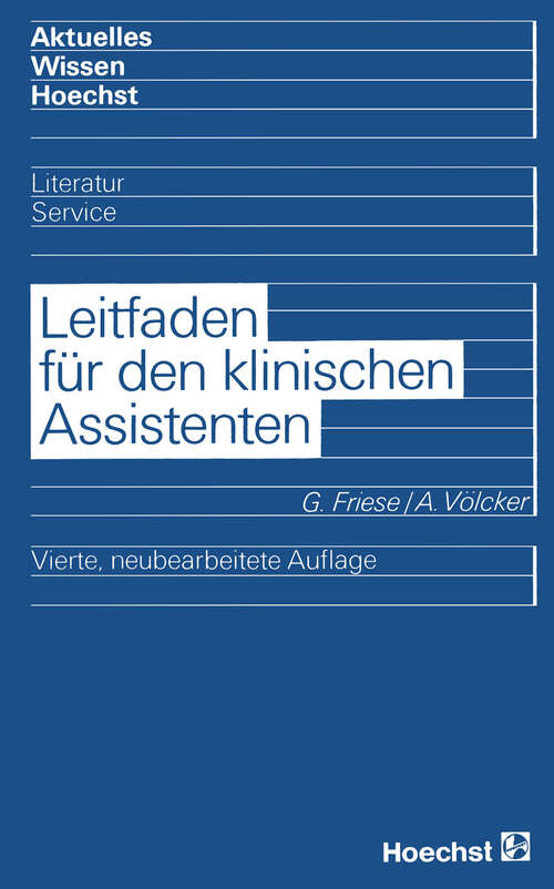 Book cover of Leitfaden für den klinischen Assistenten (4. Aufl. 1986) (Kliniktaschenbücher)