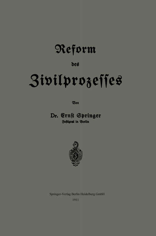 Book cover of Reform des Zivilprozesses (1911)