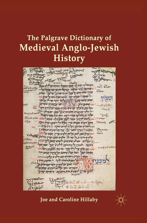 Book cover of The Palgrave Dictionary of Medieval Anglo-Jewish History (2013)