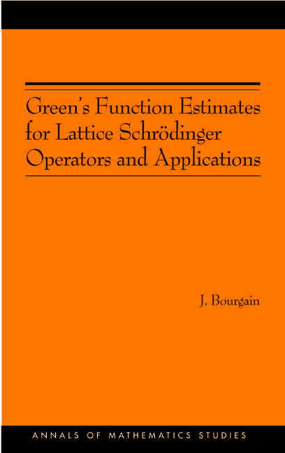 Book cover of Green's Function Estimates for Lattice Schrödinger Operators and Applications. (AM-158)