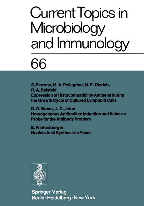 Book cover of Current Topics in Microbiology and Immunology: Ergebnisse der Mikrobiologie und Immunitätsforschung Volume 66 (1974) (Current Topics in Microbiology and Immunology #66)
