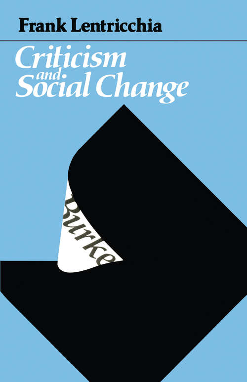 Book cover of Criticism and Social Change