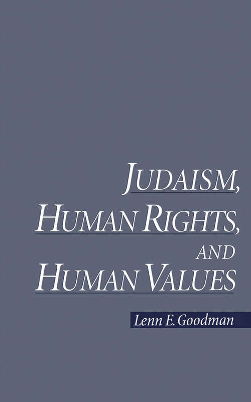 Book cover of Judaism, Human Rights, and Human Values