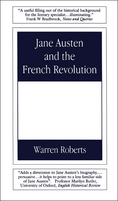 Book cover of Jane Austen and the French Revolution