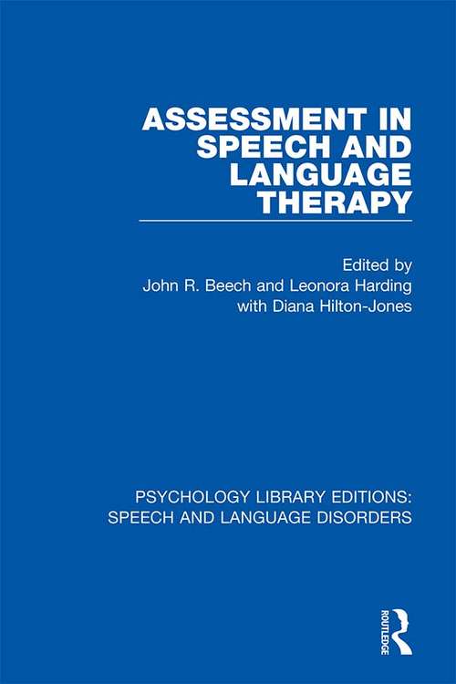 Book cover of Assessment in Speech and Language Therapy (Psychology Library Editions: Speech and Language Disorders)