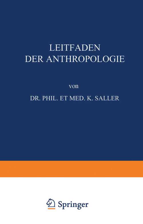 Book cover of Leitfaden der Anthropologie (1930)