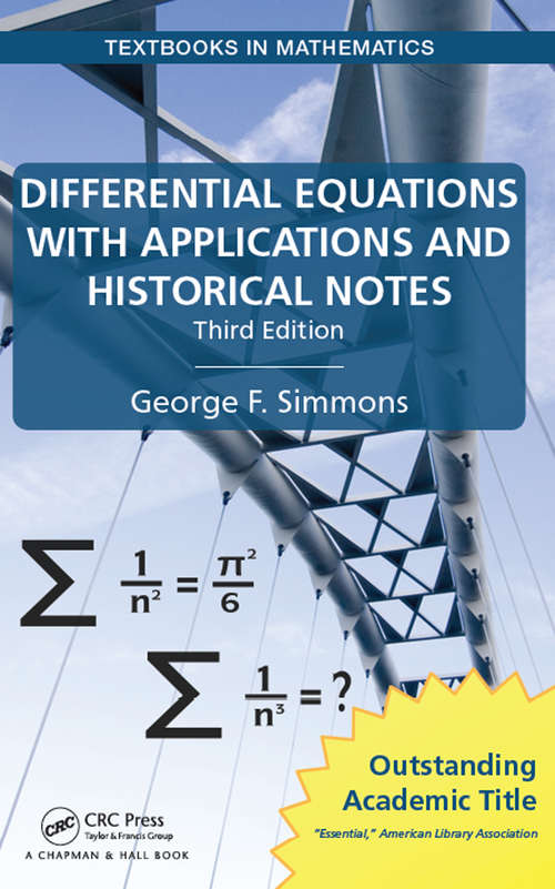 Book cover of Differential Equations with Applications and Historical Notes (3) (Textbooks in Mathematics)