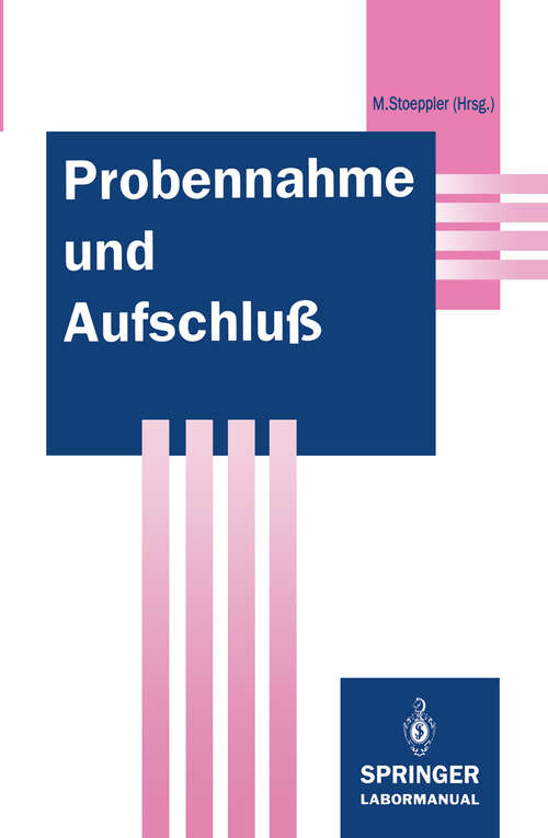 Book cover of Probennahme und Aufschluß: Basis der Spurenanalytik (1994) (Springer Labormanuale)