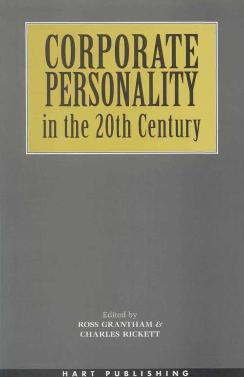 Book cover of Corporate Personality in the 20th Century