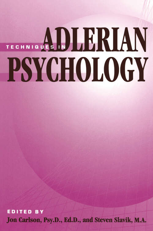 Book cover of Techniques In Adlerian Psychology