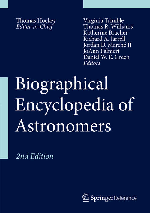 Book cover of Biographical Encyclopedia of Astronomers (2)