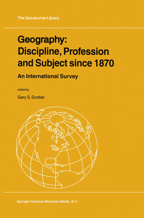 Book cover of Geography: An International Survey (2001) (GeoJournal Library #62)