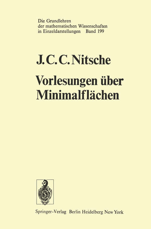 Book cover of Vorlesungen über Minimalflächen (1975) (Grundlehren der mathematischen Wissenschaften #199)