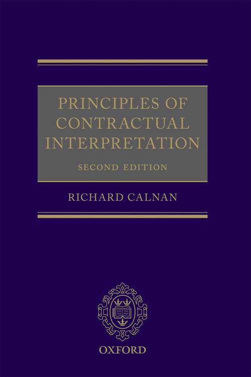 Book cover of Principles of Contractual Interpretation