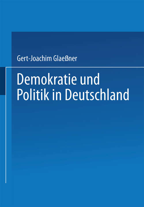 Book cover of Demokratie und Politik in Deutschland (1999) (Uni-Taschenbücher)