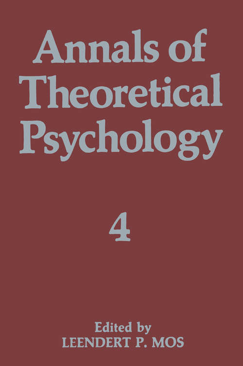 Book cover of Annals of Theoretical Psychology (1986) (Annals of Theoretical Psychology #4)