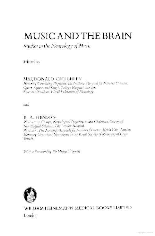 Book cover of Music and the Brain: Studies in the Neurology of Music