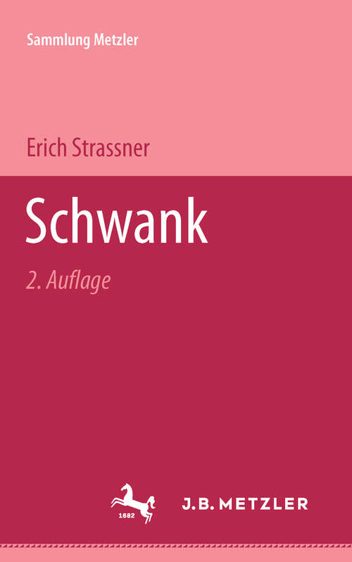 Book cover of Schwank: Sammlung Metzler, 77 (2. Aufl. 1978) (Sammlung Metzler)