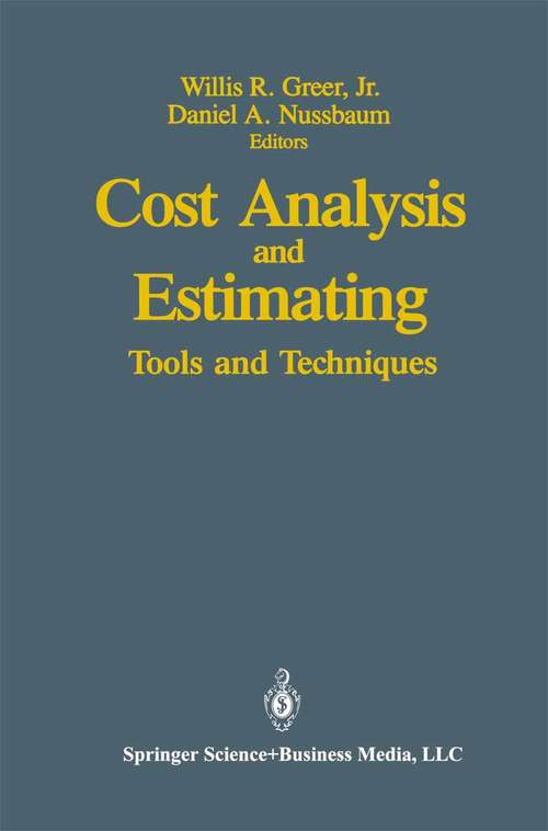 Book cover of Cost Analysis and Estimating: Tools and Techniques (1990)