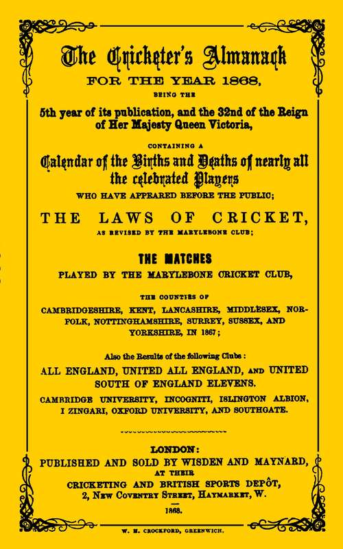 Book cover of Wisden Cricketers' Almanack 1868
