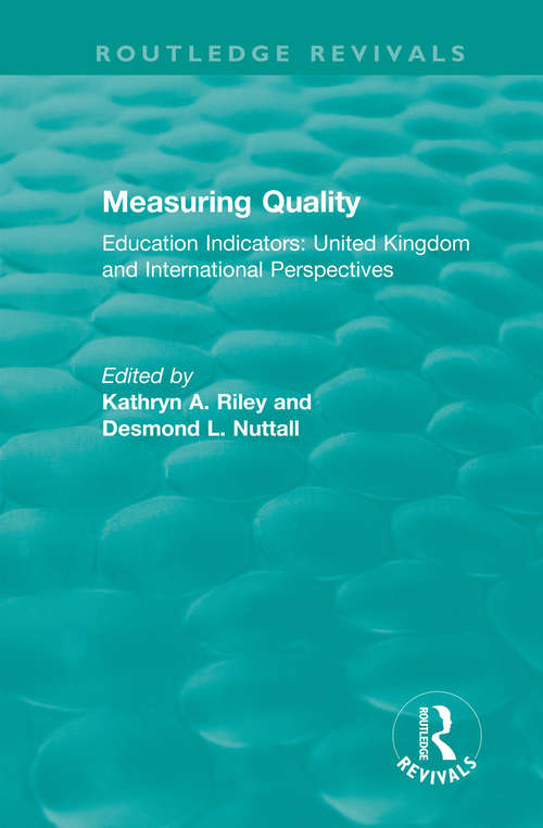 Book cover of Measuring Quality: United Kingdom and International Perspectives (Routledge Revivals)