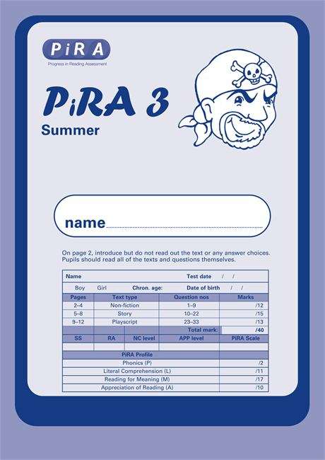 Book cover of Progress in Reading Assessment (PiRA) Test 3, Summer PK10 (PDF)