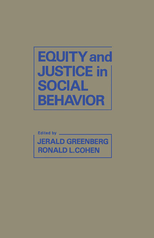 Book cover of Equity and Justice in Social Behavior