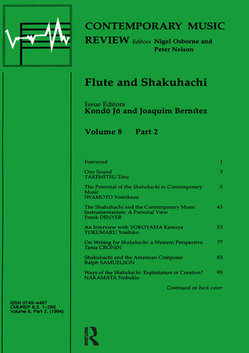 Book cover of Flute and Shakuhachi (Contemporary Music Review)