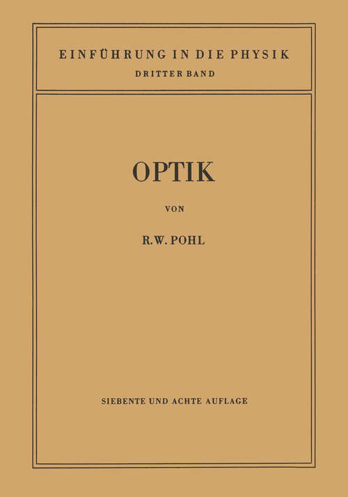 Book cover of Einführung in die Optik (8. Aufl. 1948)