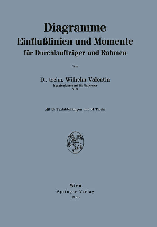 Book cover of Diagramme Einflußlinien und Momente für Durchlaufträger und Rahmen: Diagramme (1950)