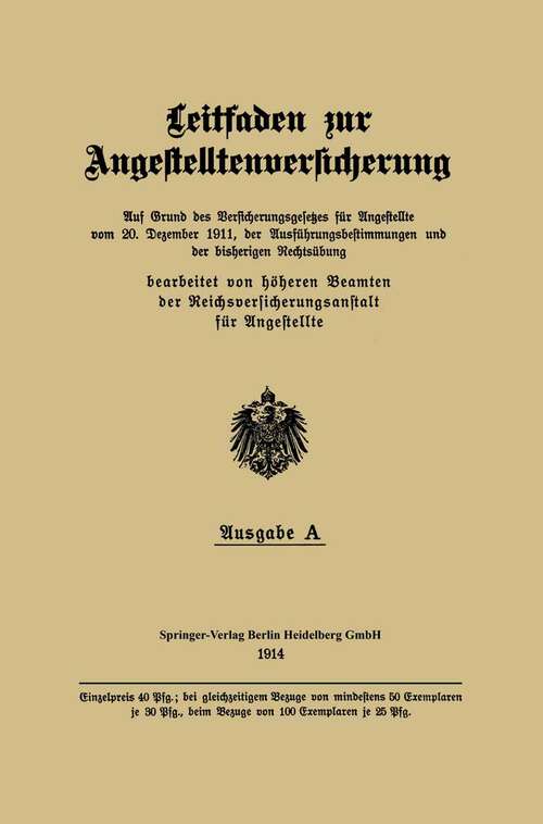 Book cover of Leitfaden zur Angestelltenversicherung (1914)