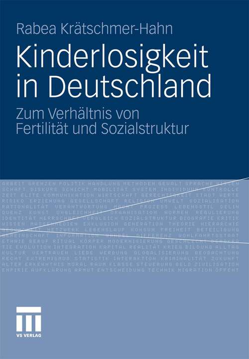 Book cover of Kinderlosigkeit in Deutschland: Zum Verhältnis von Fertilität und Sozialstruktur (2012)