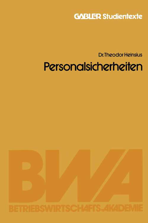 Book cover of Personalsicherheiten (1980)