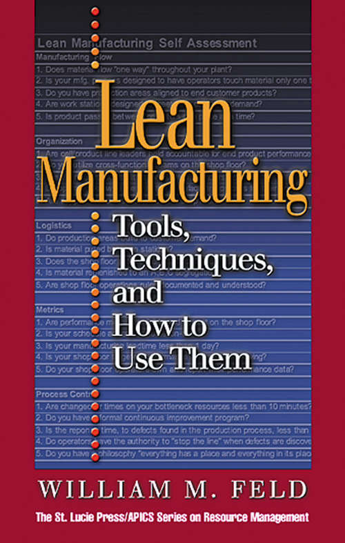 Book cover of Lean Manufacturing: Tools, Techniques, and How to Use Them