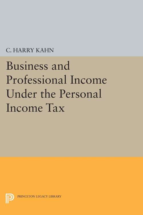 Book cover of Business and Professional Income Under the Personal Income Tax (PDF)