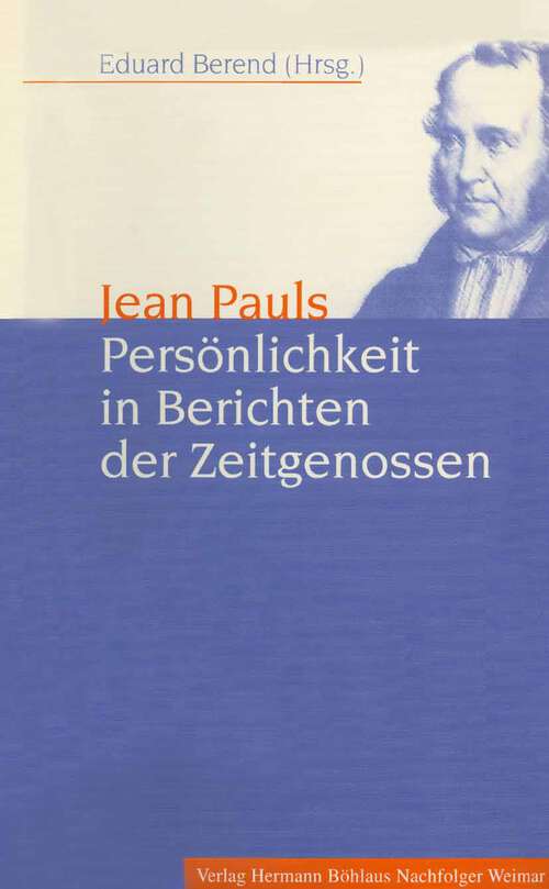 Book cover of Jean Pauls Persönlichkeit in Berichten der Zeitgenossen (1. Aufl. 1956)