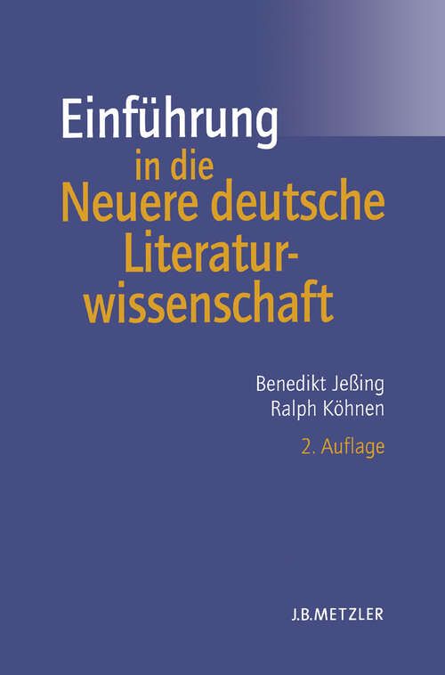 Book cover of Einführung in die Neuere deutsche Literaturwissenschaft (2. Aufl. 2007)