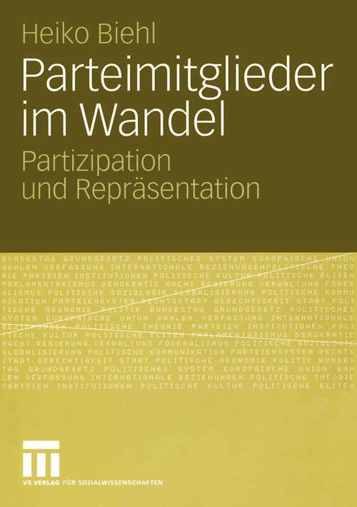 Book cover of Parteimitglieder im Wandel: Partizipation und Repräsentation (2005)