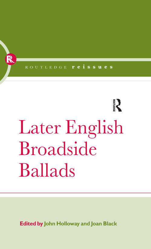 Book cover of Later English Broadside Ballads: Volume 2