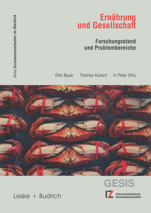 Book cover of Ernährung und Gesellschaft: Forschungsstand und Problembereiche (1999)
