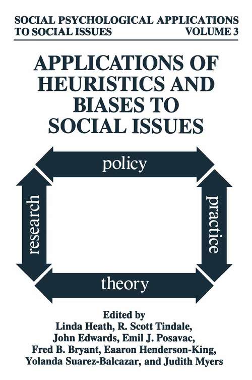 Book cover of Applications of Heuristics and Biases to Social Issues (1994) (Social Psychological Applications To Social Issues #3)