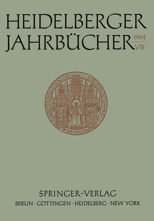 Book cover of Heidelberger Jahrbücher (1964) (Heidelberger Jahrbücher #8)
