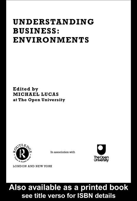 Book cover of Understanding Business Environments (PDF)