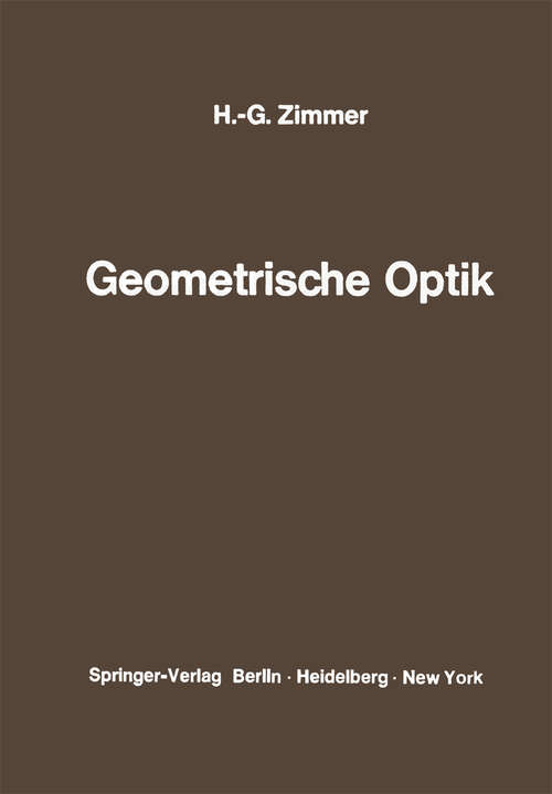 Book cover of Geometrische Optik (1967)