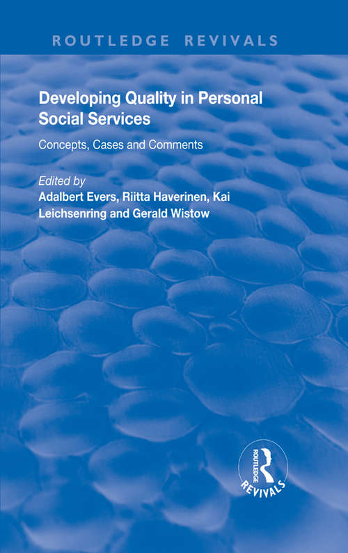 Book cover of Developing Quality in Personal Social Services: Concepts, Cases and Comments (Routledge Revivals)