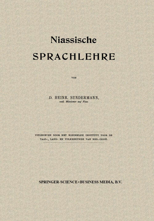 Book cover of Niassische Sprachlehre (1913)