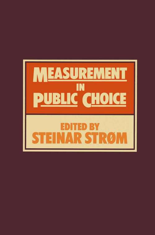 Book cover of Measurement in Public Choice (1st ed. 1981)