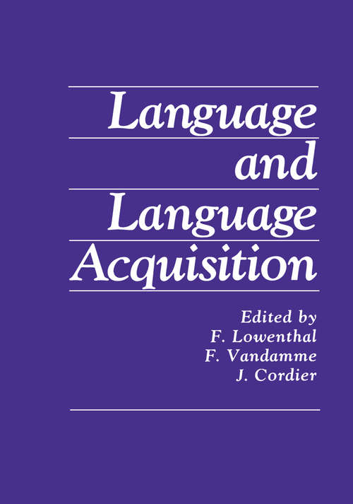 Book cover of Language and Language Acquisition (1982)