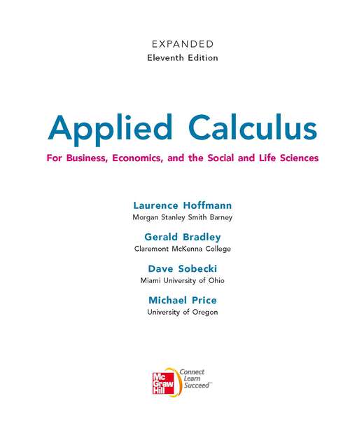 Book cover of EBOOK: Applied Calculus for Business, Economics and the Social and Life Sciences, Expanded Edition (UK Higher Education  Mathematics Mathematics)