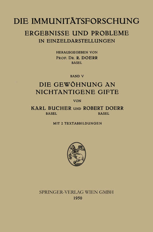 Book cover of Die Gewöhnung an Nichtantigene Gifte (1950)